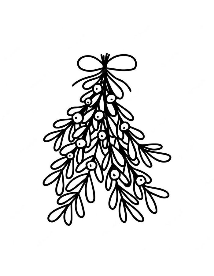 Mistletoe Tied With Bow Coloring Page