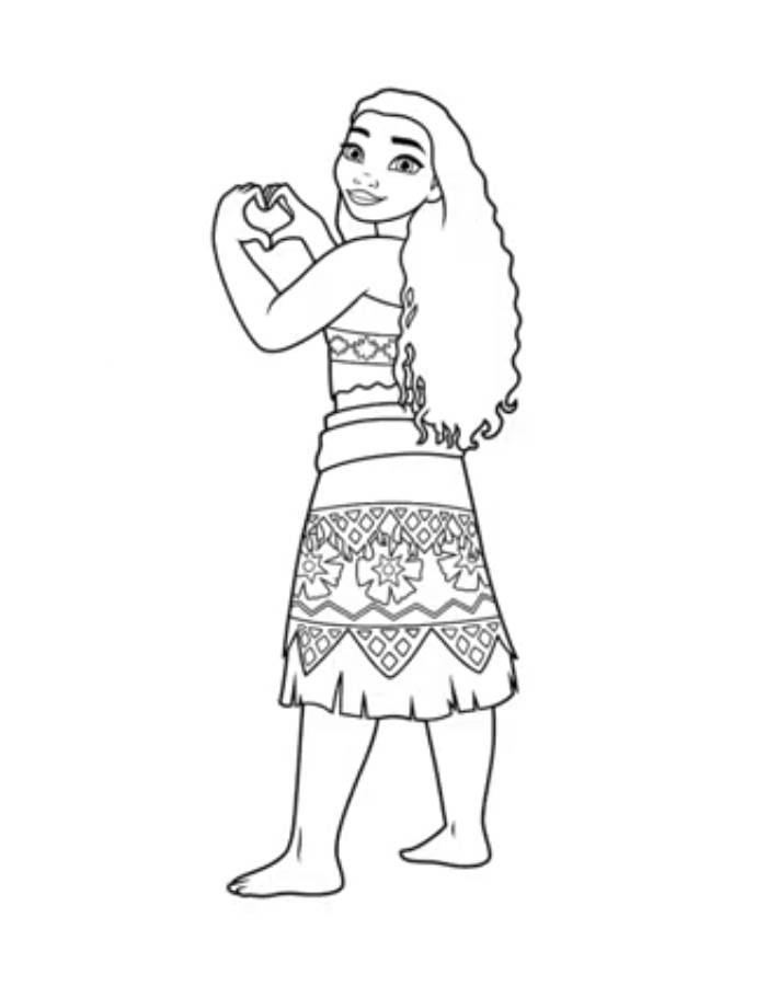 Moana Sending Her Love To You Coloring Page