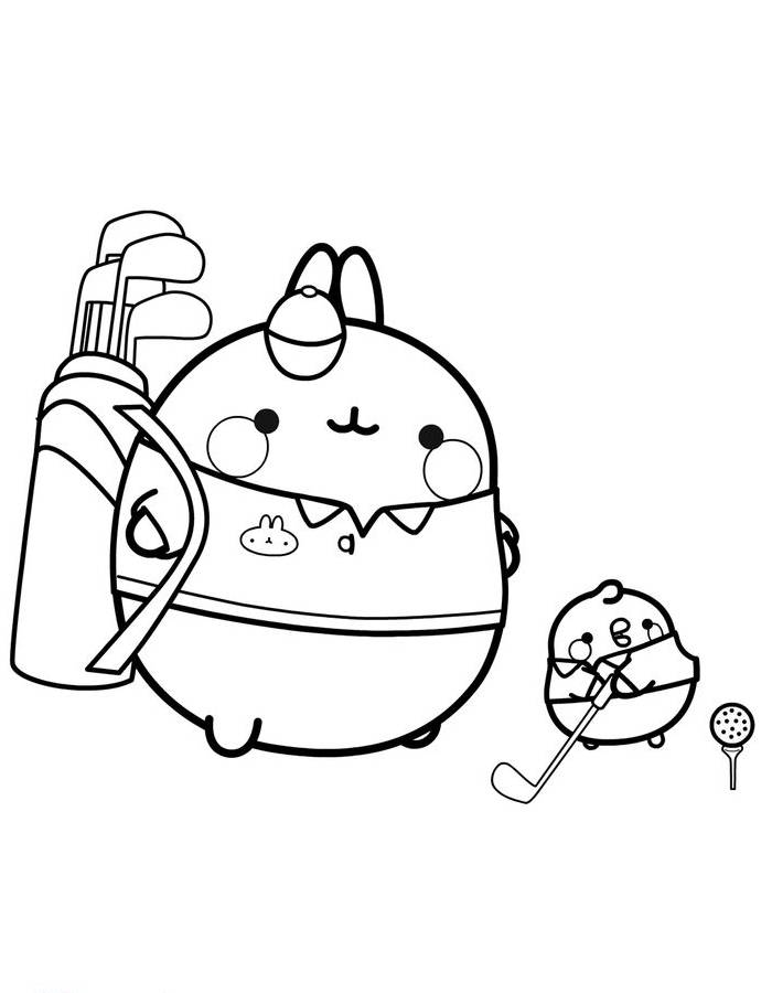 Molang And Piu Piu Golfing Coloring Page