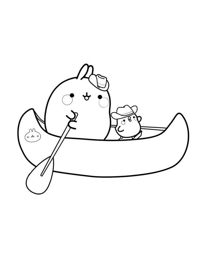 Molang Canoe Trip Fun Coloring Page