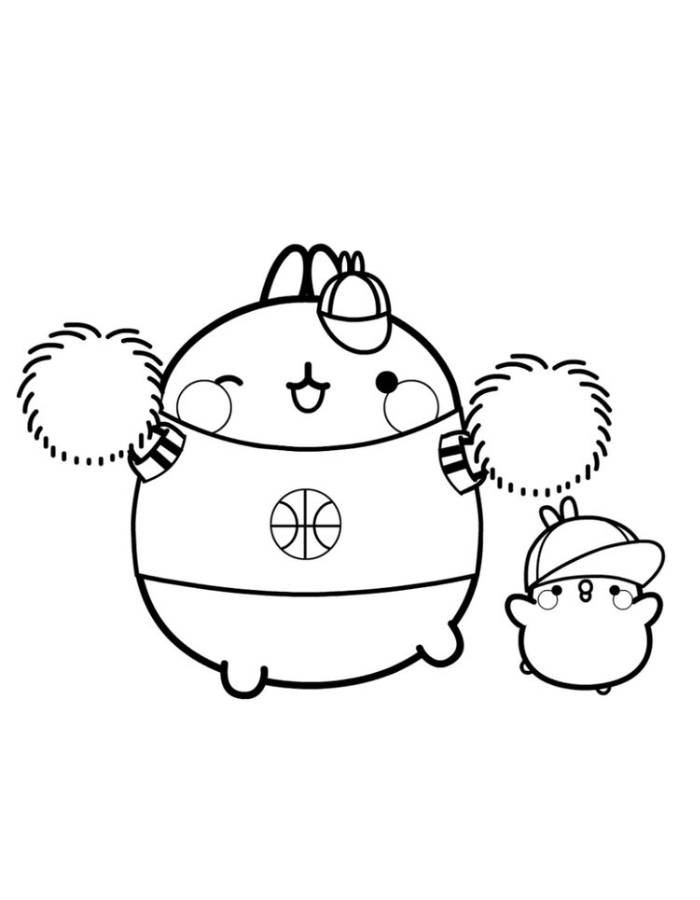 Molang Cheerleader With Piu Piu Coloring Page