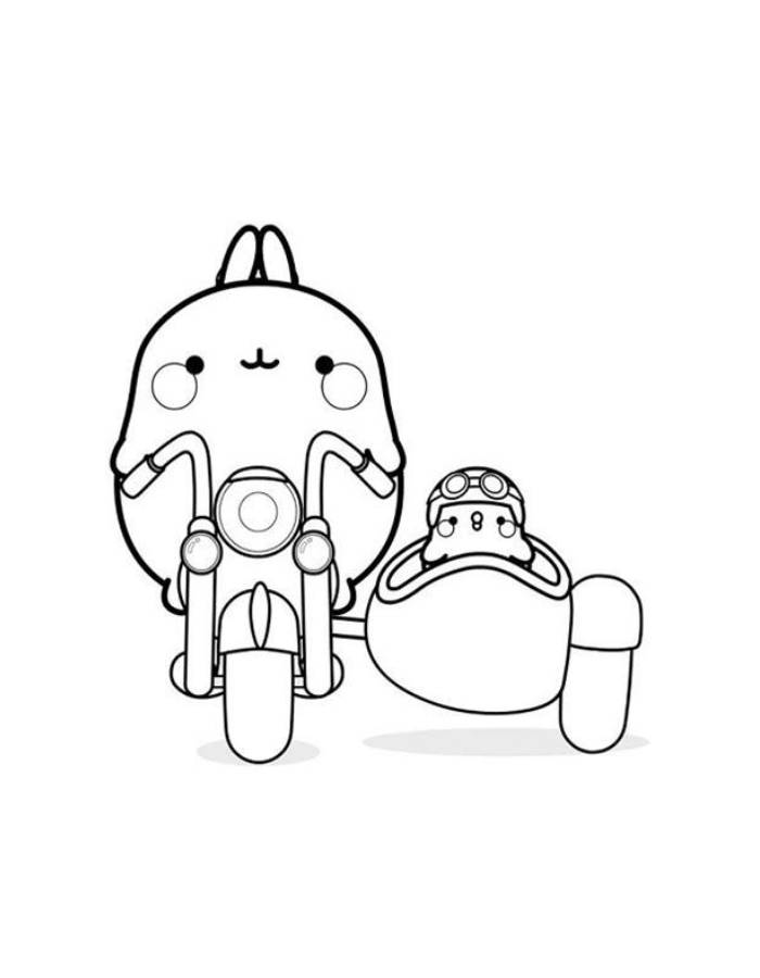 Molang Rides With Friend Coloring Page