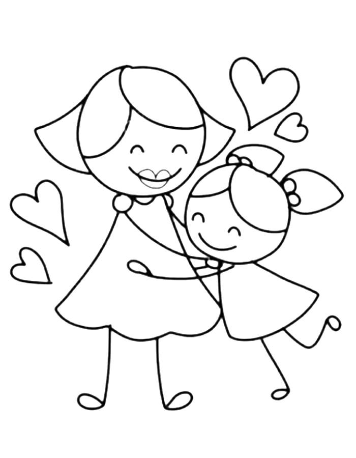 Mom Hugging Child Coloring Page