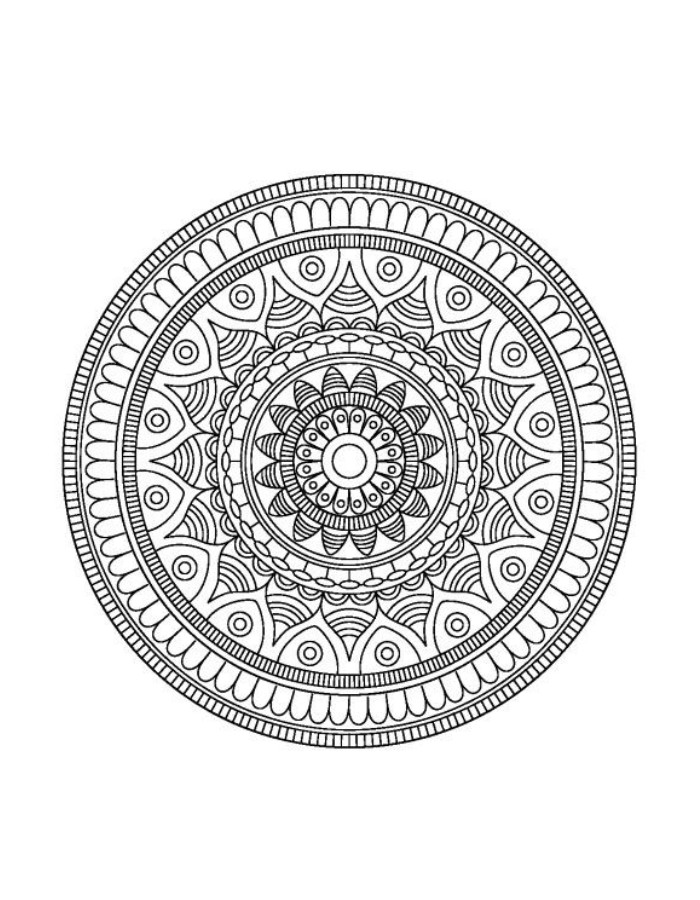 Monday Mandala With Detailed Circular And Geometric Designs Coloring Page