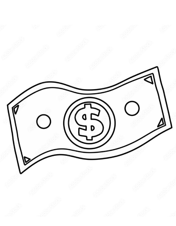 Money Bill Line Art Coloring Page