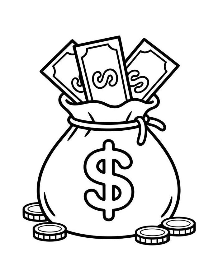 Money Printable For Kids Coloring Page