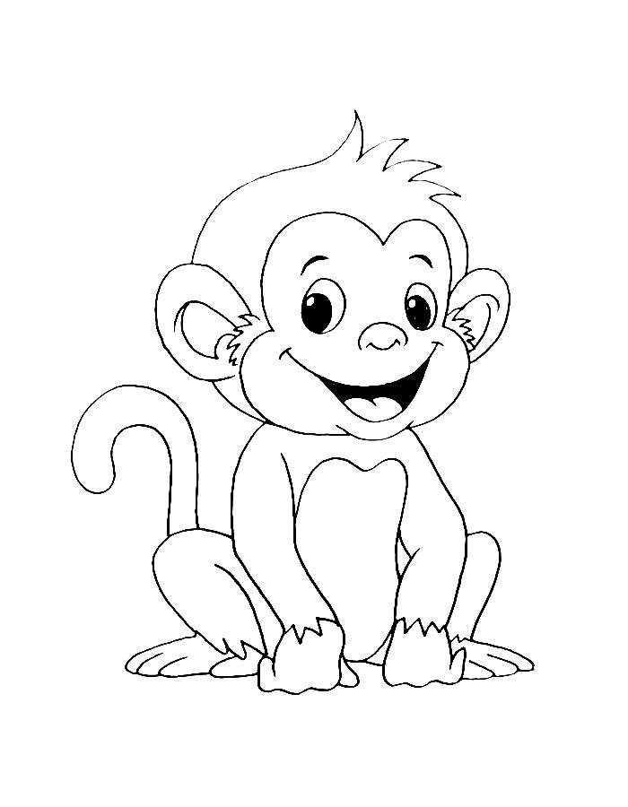 Monkey Easy Drawing For Kids Coloring Page