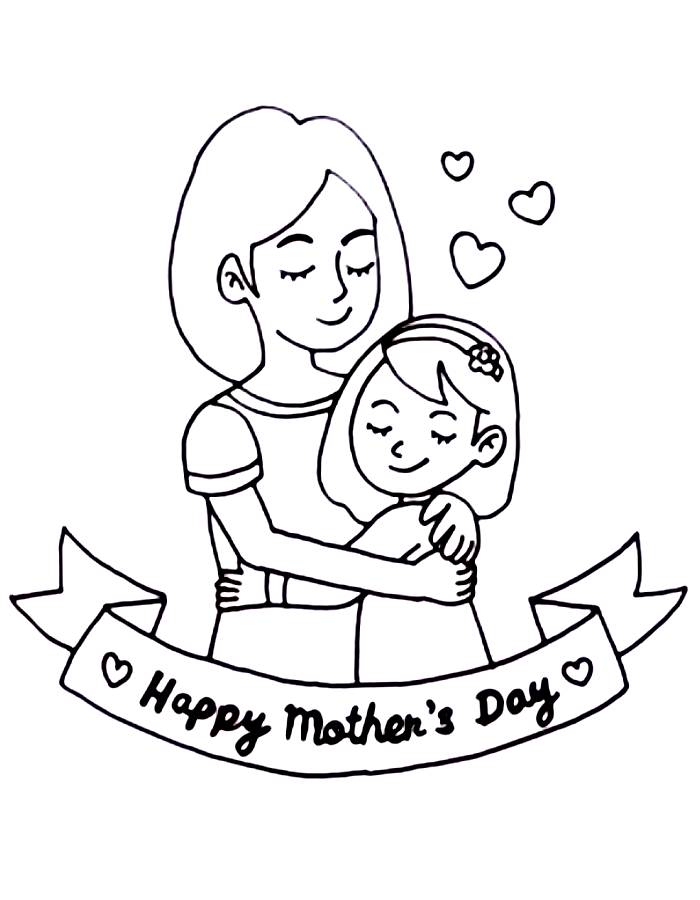 Mother And Daughter Drawing Coloring Page