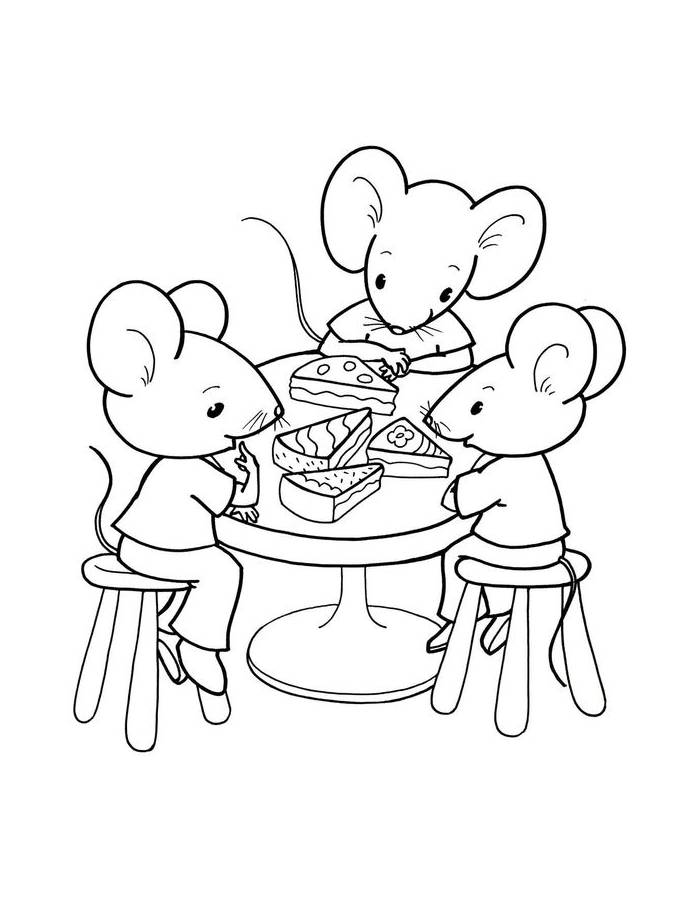 Mouse Eating Food Coloring Page