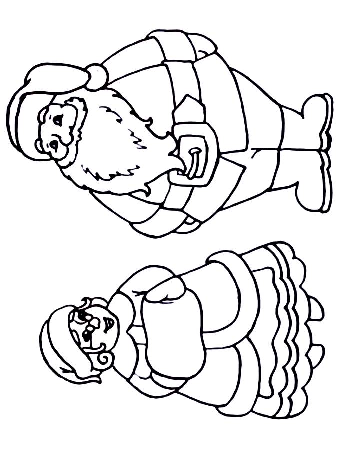 Mr And Mrs Claus Drawing For Kids Coloring Page