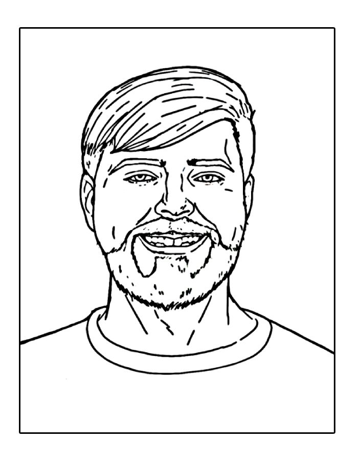 Mr Beast Frame Coloring Page