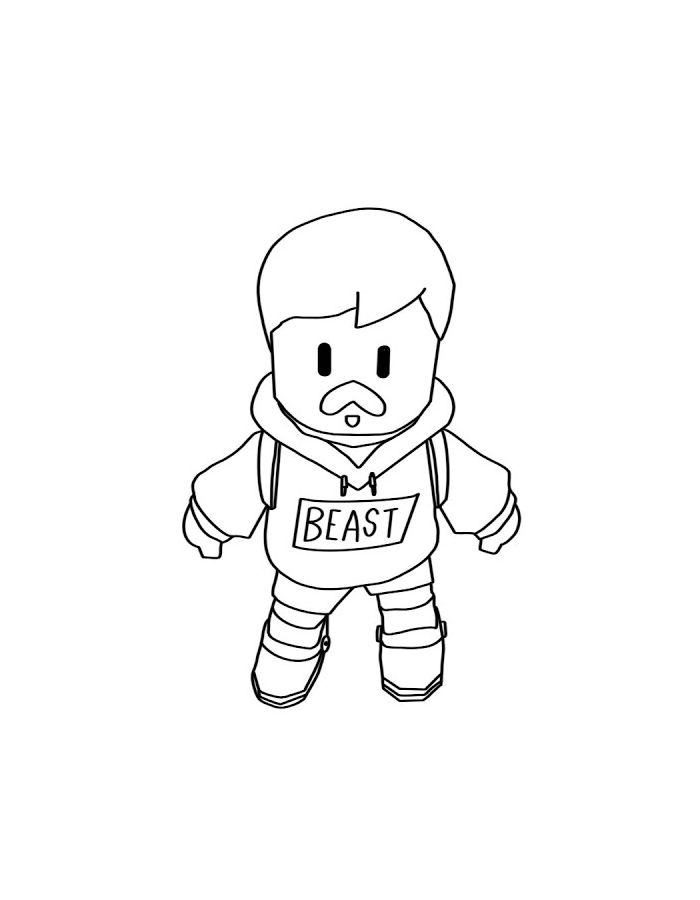 Mr Beast From Stumble Guys Coloring Page