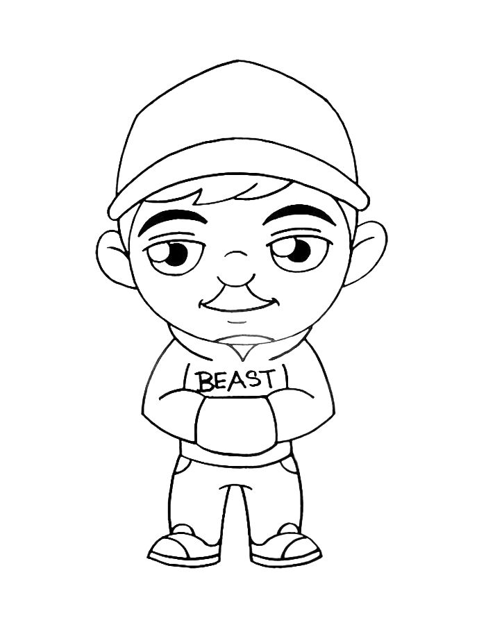 Mr Beast Line Art Coloring Page