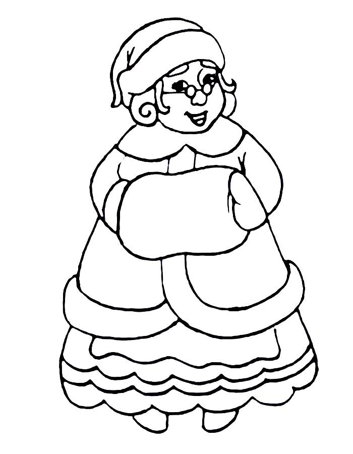 Mrs Claus Drawing For Kids Coloring Page