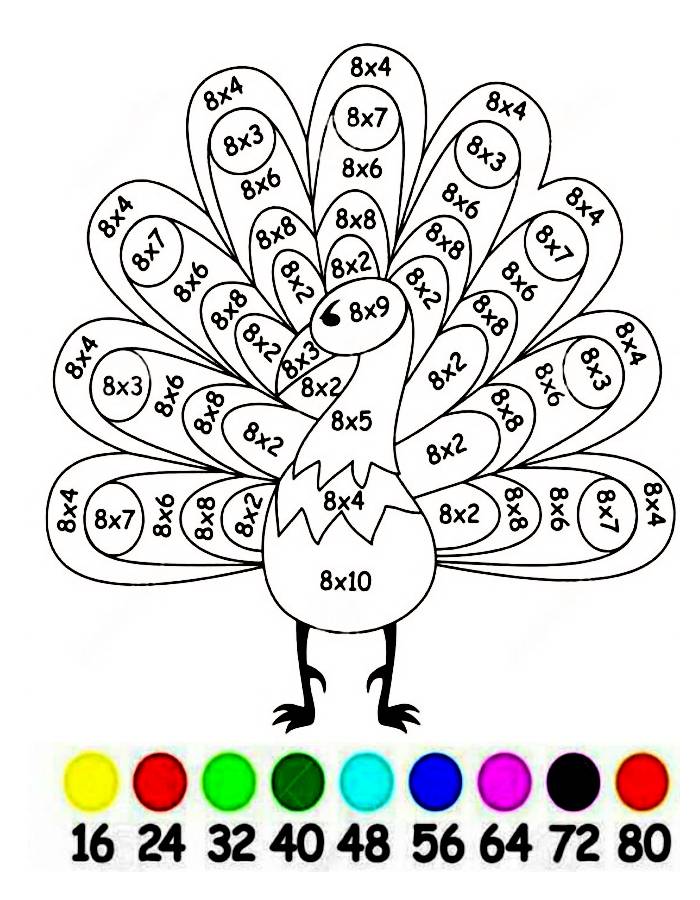 Multiplication Color By Number Free Coloring Page