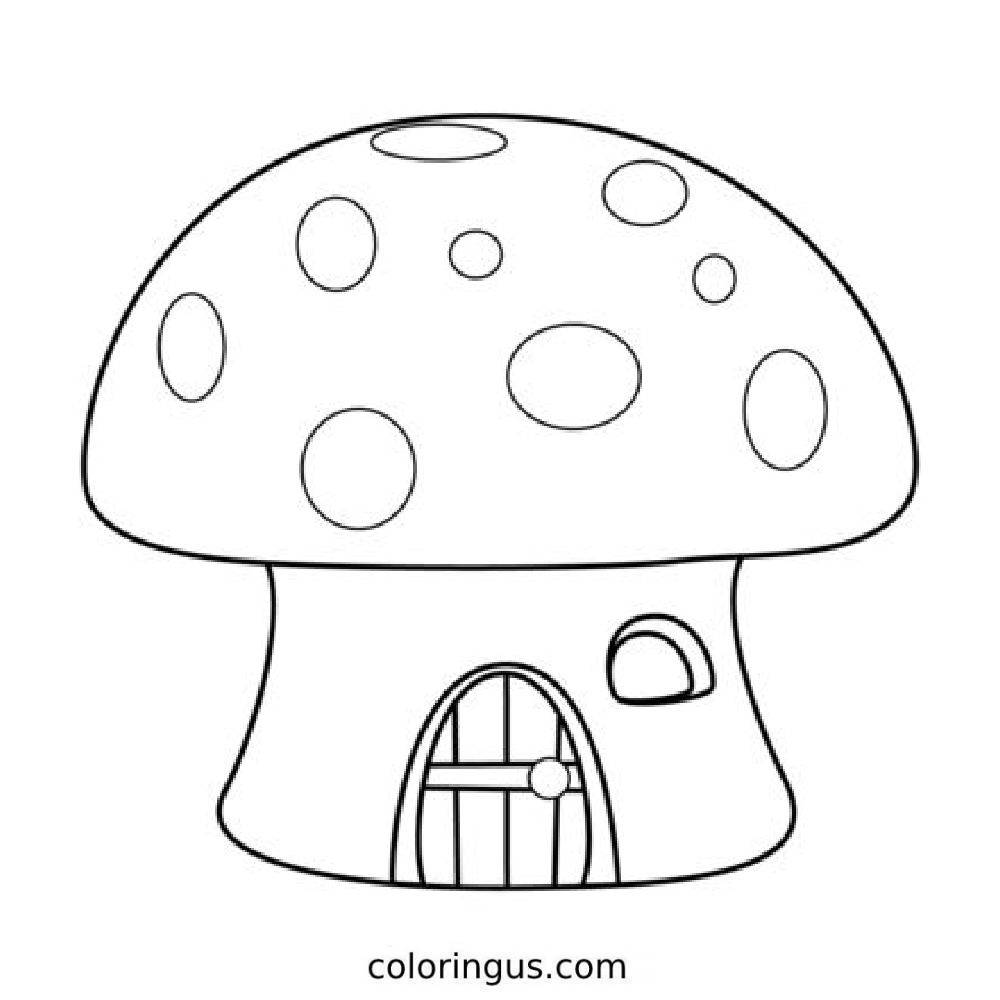Mushroom house coloring page