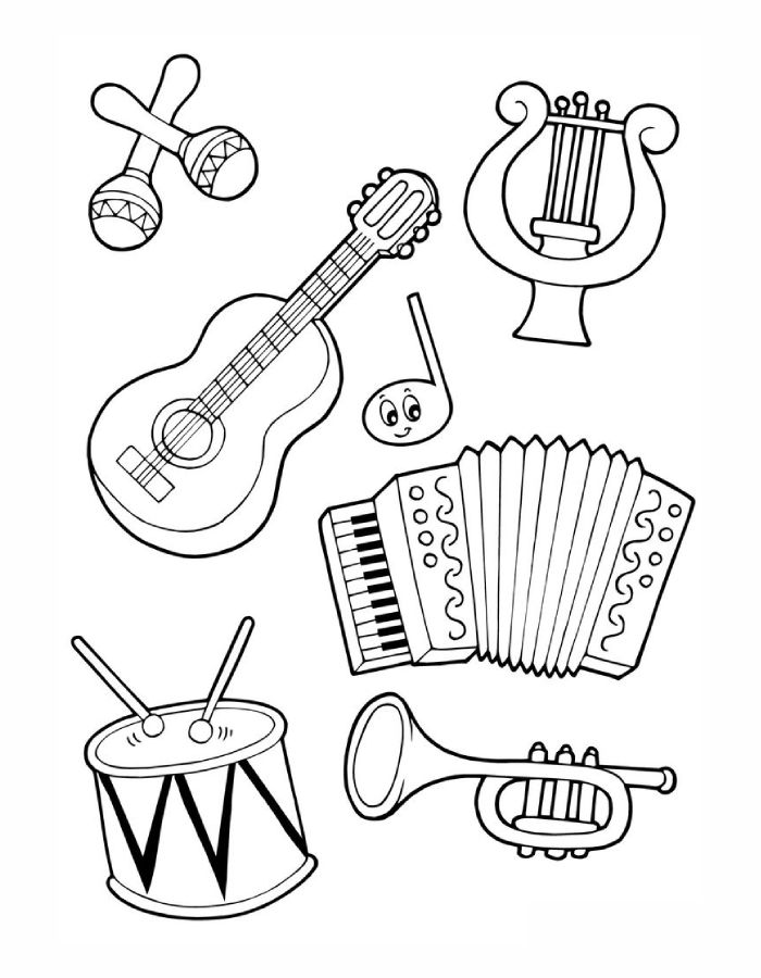 Music instruments  coloring page