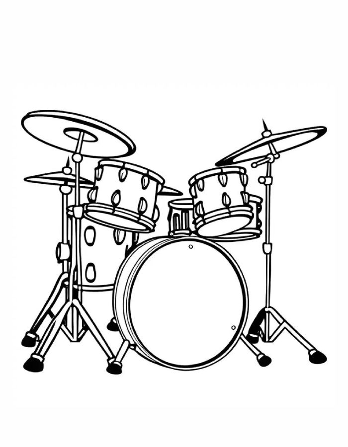 Music Instruments Drum Set Coloring Page