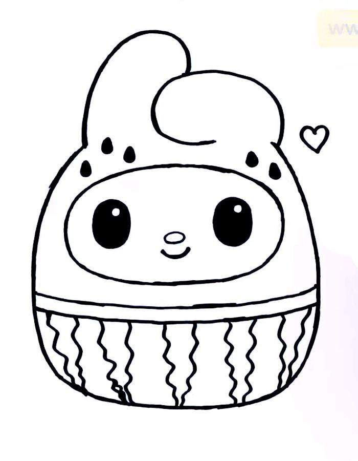 My Melody Watermelon Squishmallows Coloring Page