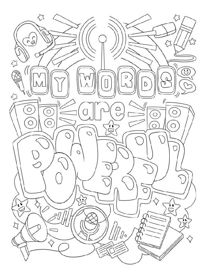 My Words Are Powerful Positive Affirmation Coloring Page