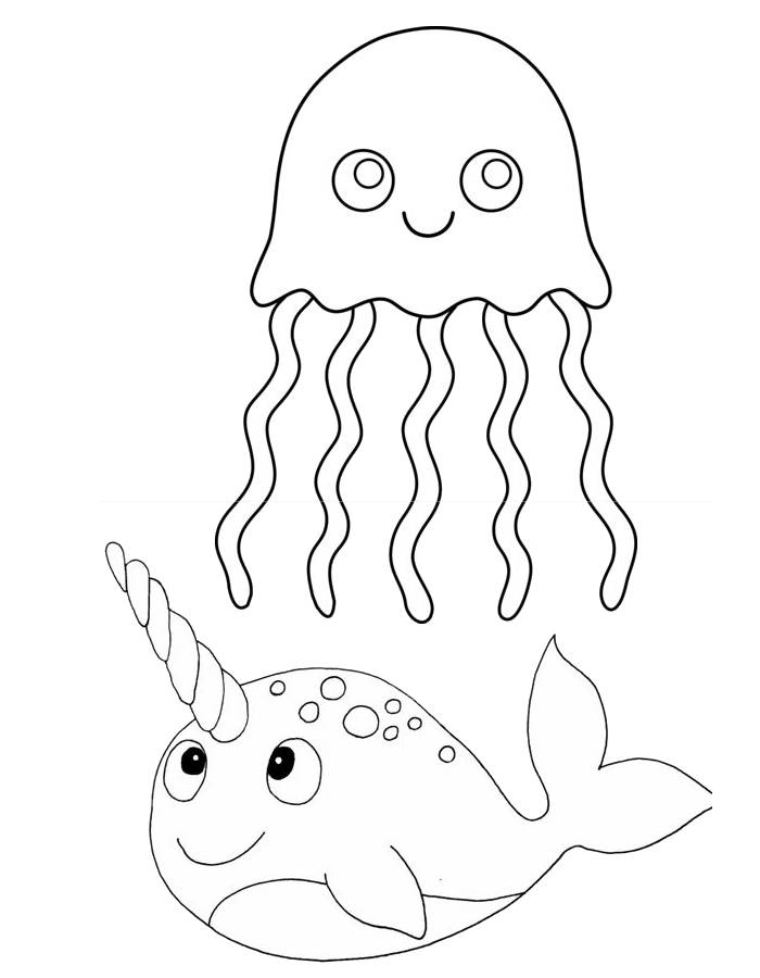 Narwhal And Jelly Coloring Page