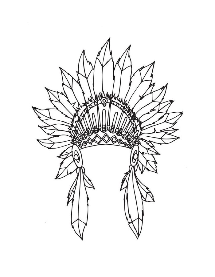 Native American Feather Headdress Coloring Page