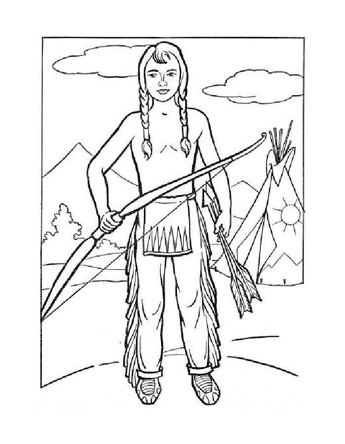 Native American For Kids Coloring Page