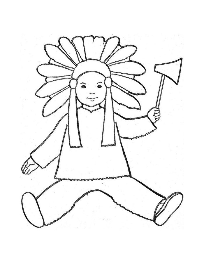 Native American Line Art Coloring Page