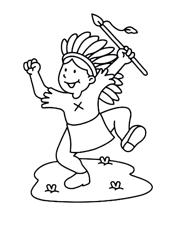 Native American Outline Coloring Page