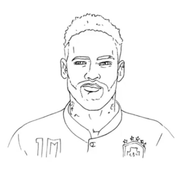 Neymar portrait drawing coloring page