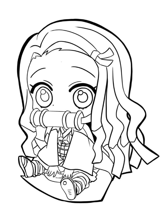 Nezuko Kamado Line Art Coloring Page