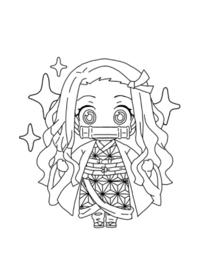 Nezuko Template Coloring Page