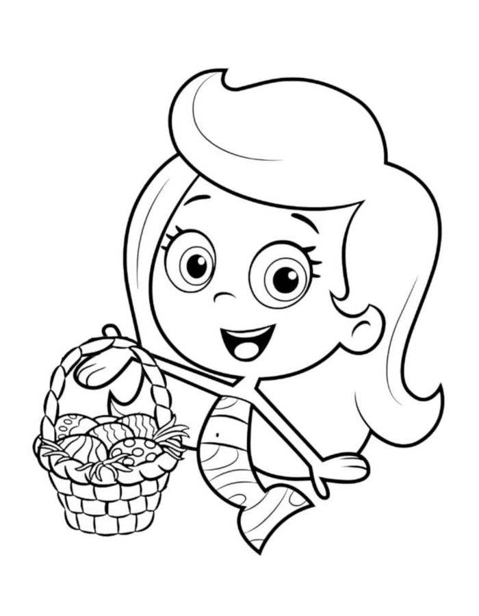 Nick Jr Character Holding A Basket Of Flowers Coloring Page