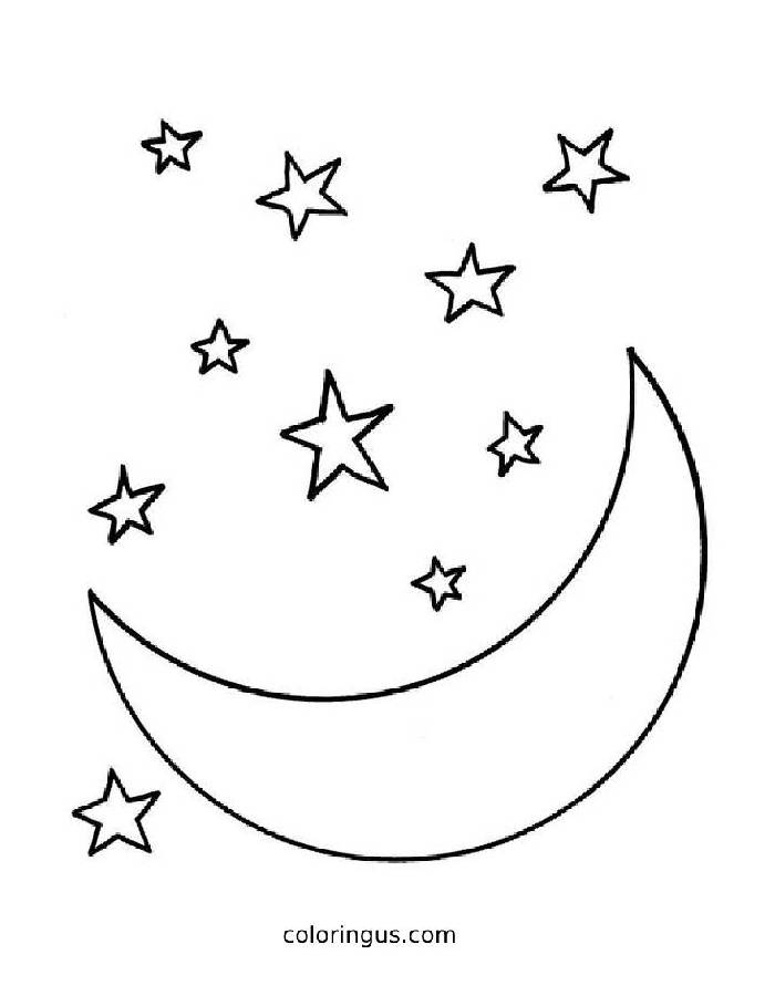 Moon At Starry night sky