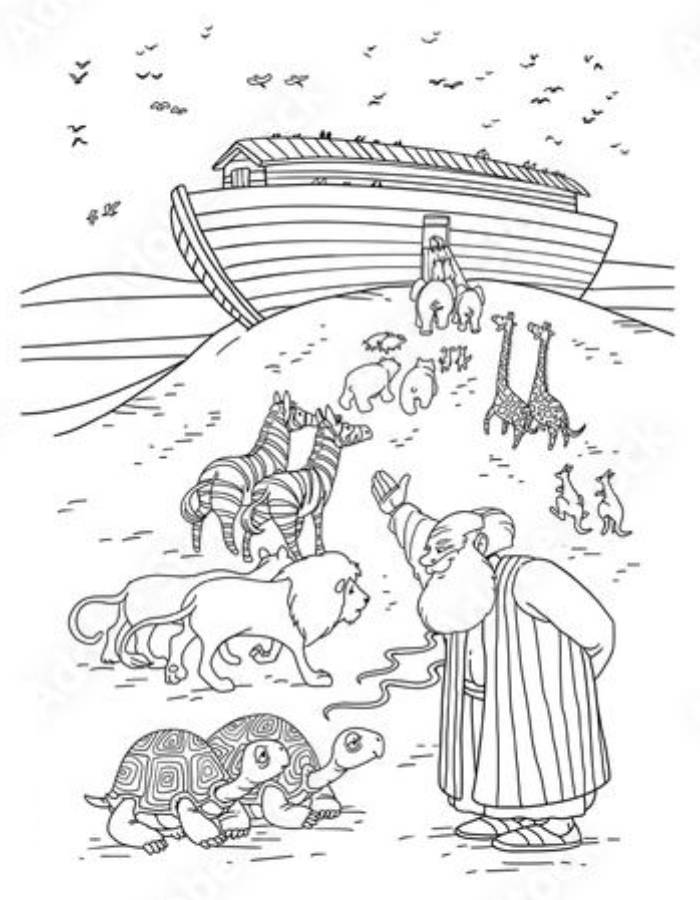 Noah Ark Drawing Coloring Page