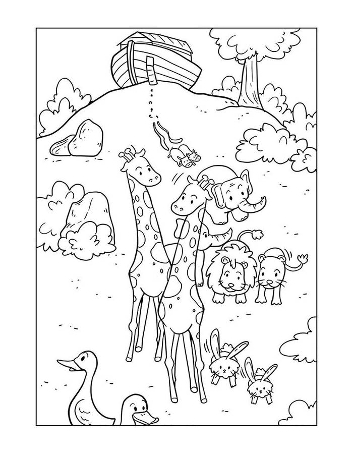 Noah Ark Pdf Line Art Coloring Page