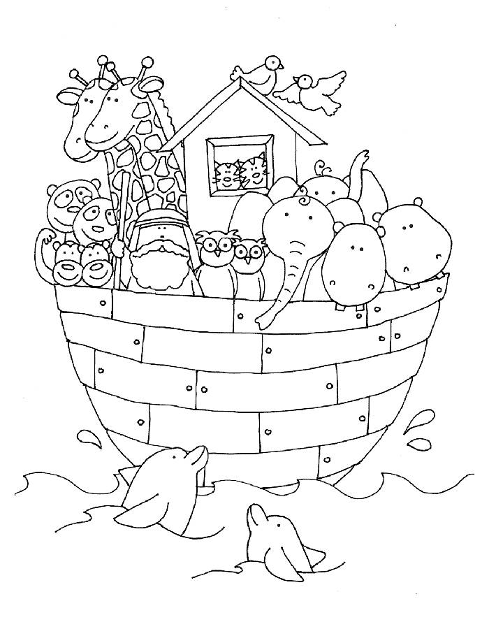 Noah Ark Sheet For Kids Coloring Page