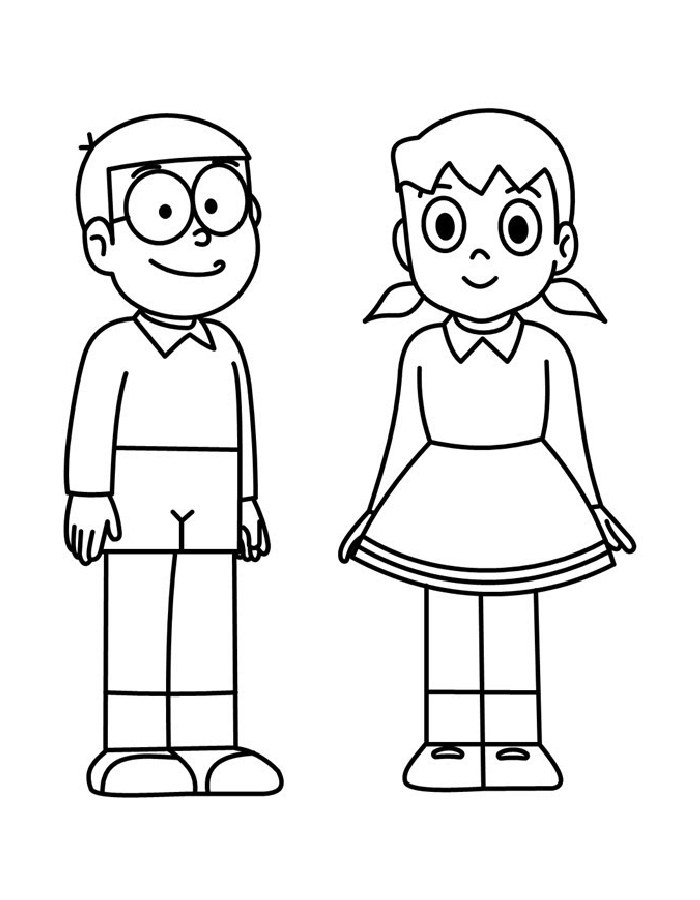 Nobita And Shizuka Coloring Page