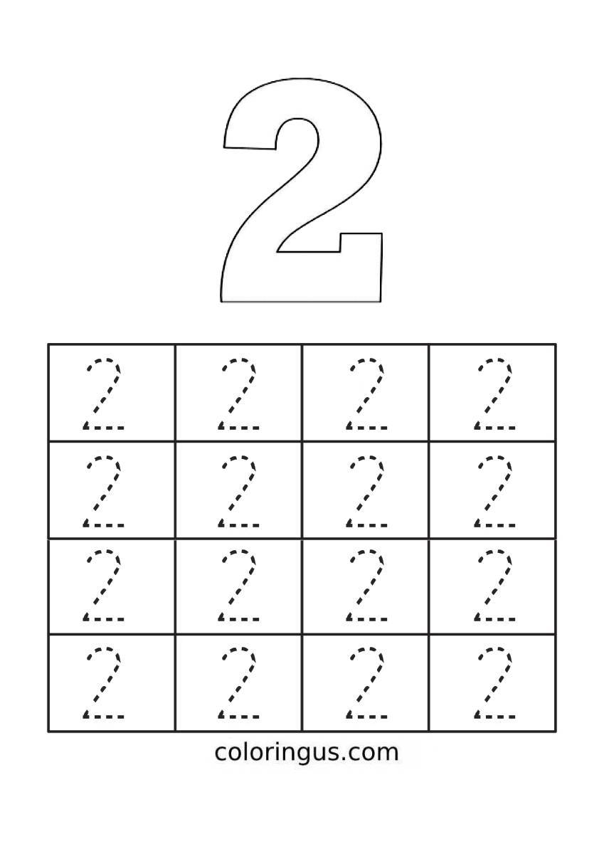 Number 2 Tracing Worksheet Coloring Page