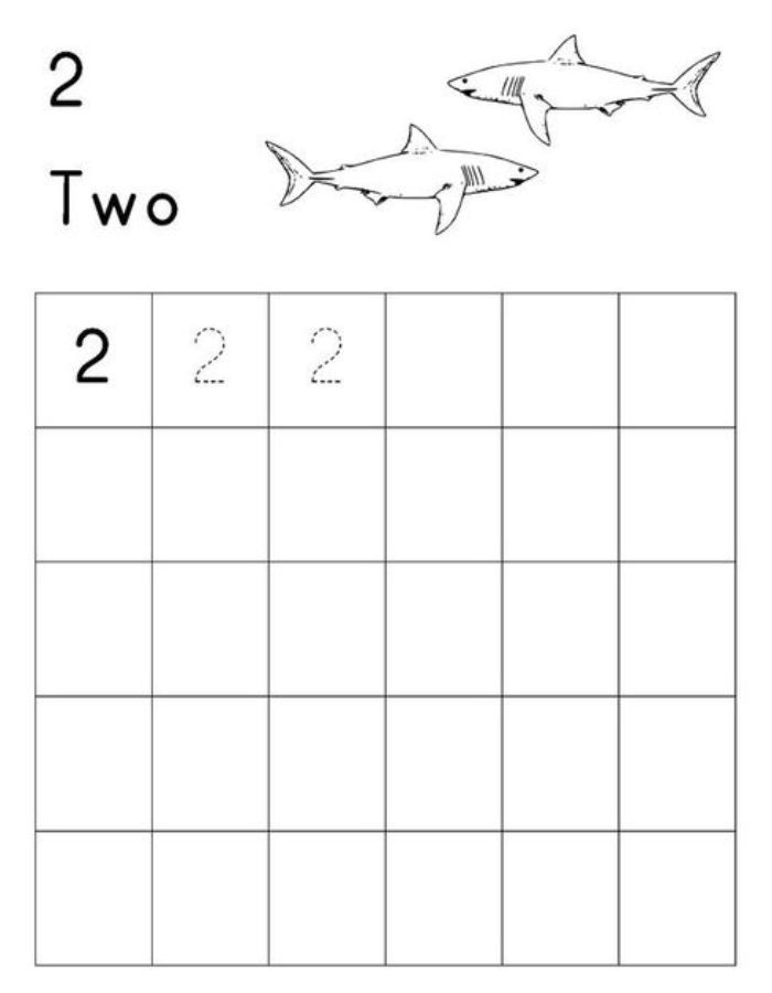 Number 2 Writing Worksheet Pdf Coloring Page