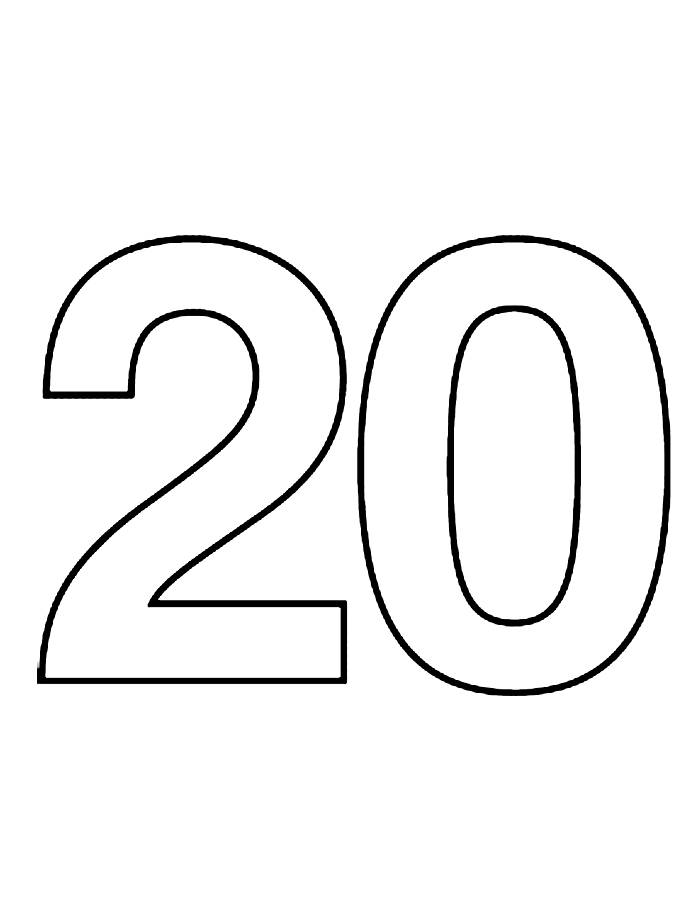 20 Number Numbers Color Colouring Pages Tracing Coloring Sketch 