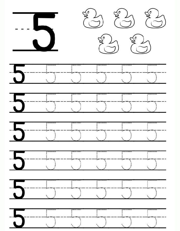 Number 5 Tracing Worksheets
