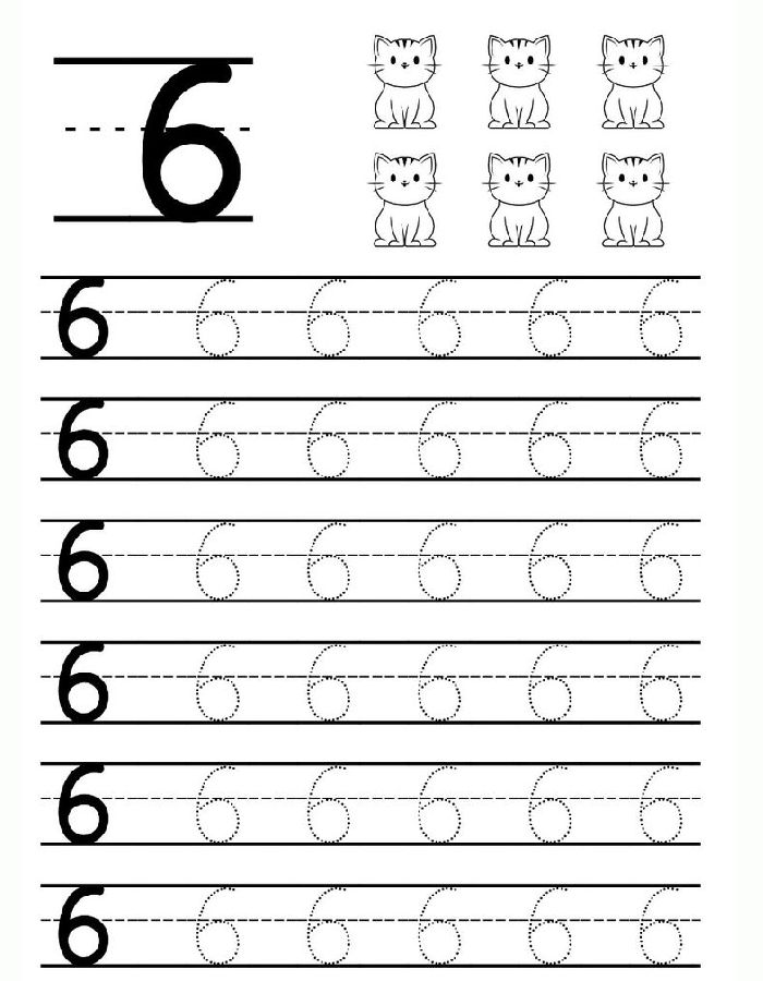 Number 6 Tracing Worksheets