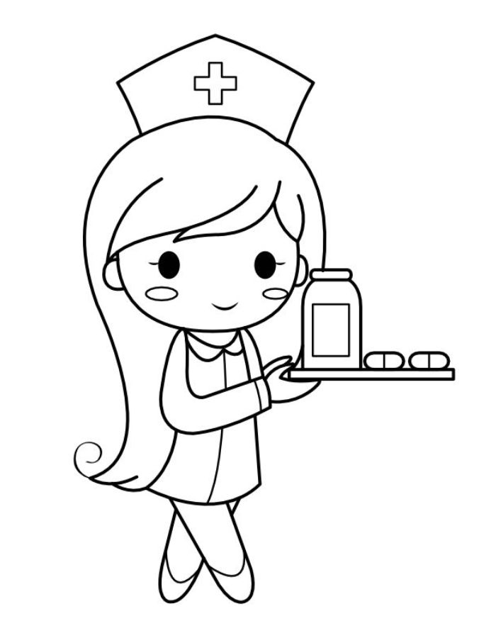 Nurse Cute And Easy Coloring Page