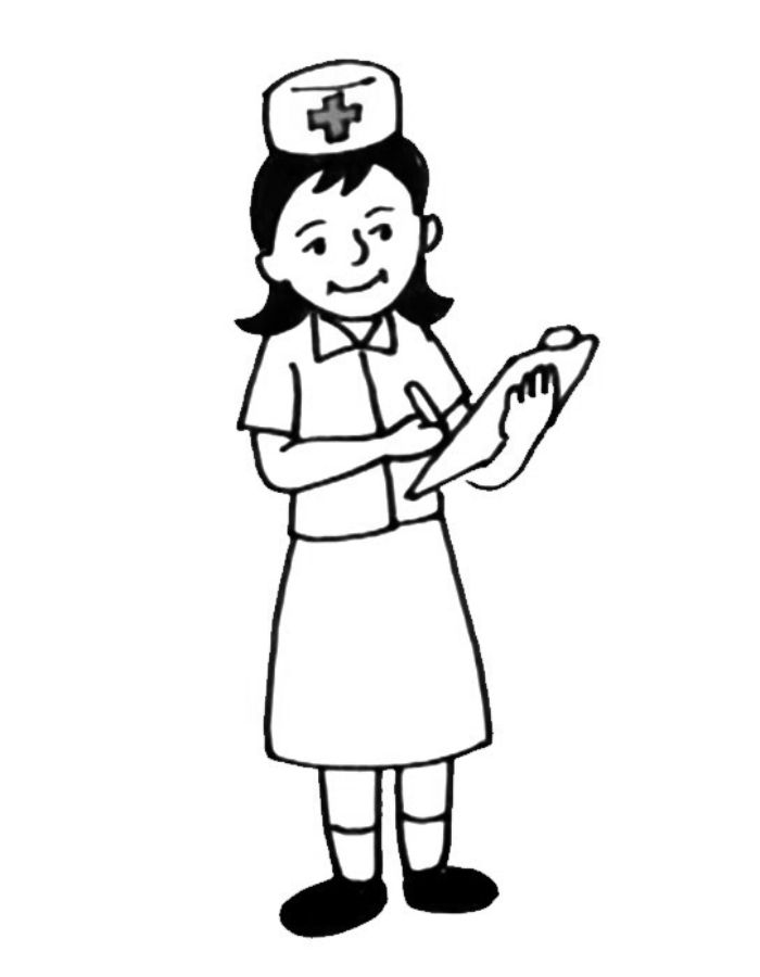 Nurse Very Easy Outline Drawing Coloring Page