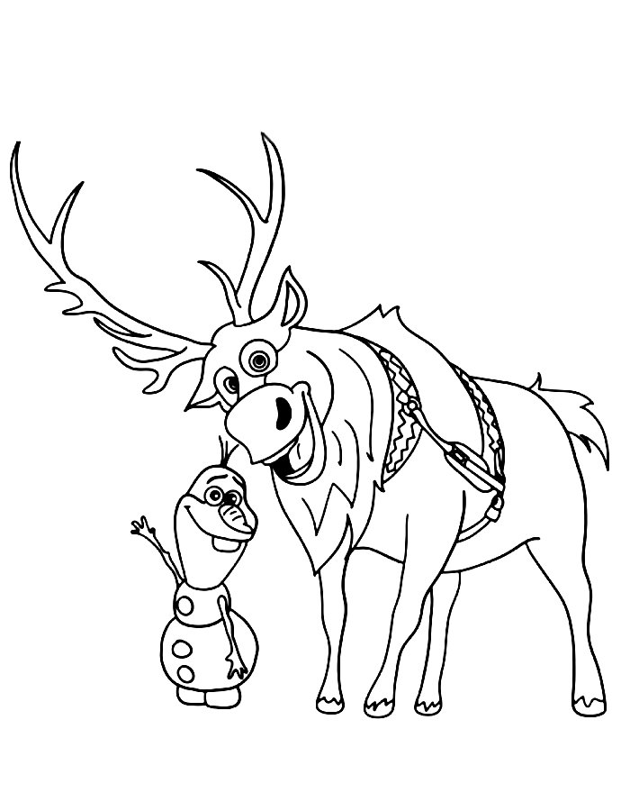 Olaf And Sven Sheets Coloring Page