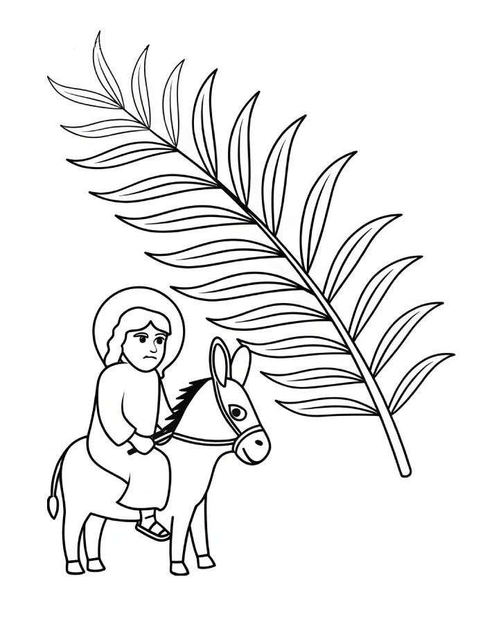 Palm Sunday Bold And Easy Coloring Page