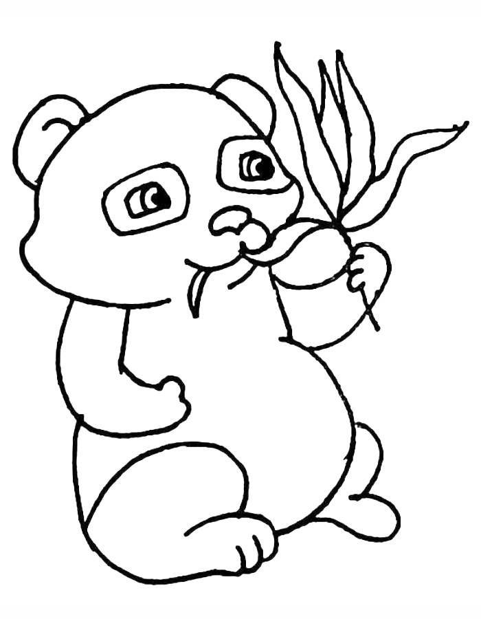 Panda Eating Leaf Coloring Page