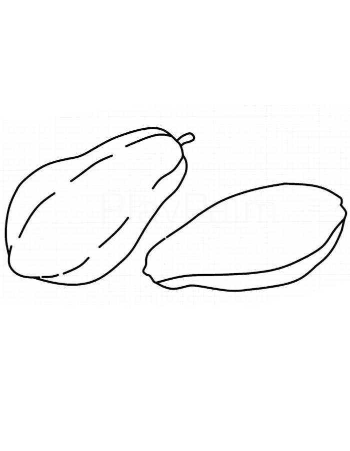 Papaya Fruits Outline Coloring Page