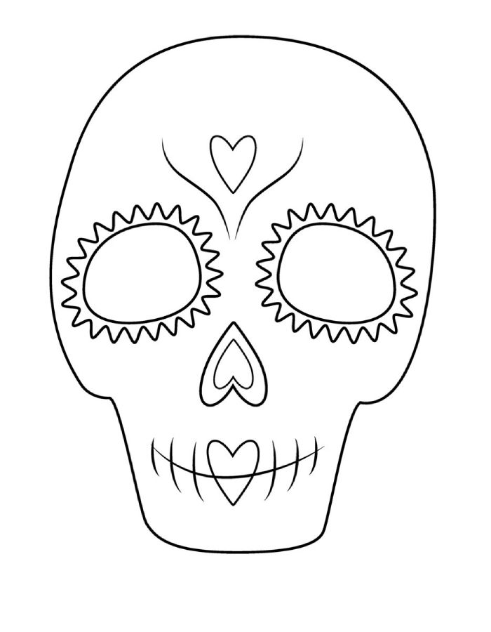 Patterned Outline Drawing Sugar Skulls Coloring Page